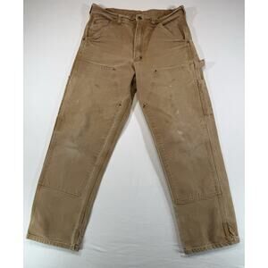 Stan Ray Double Knee Canvas Carpenter Pants Brown USA Workwear ~35x29